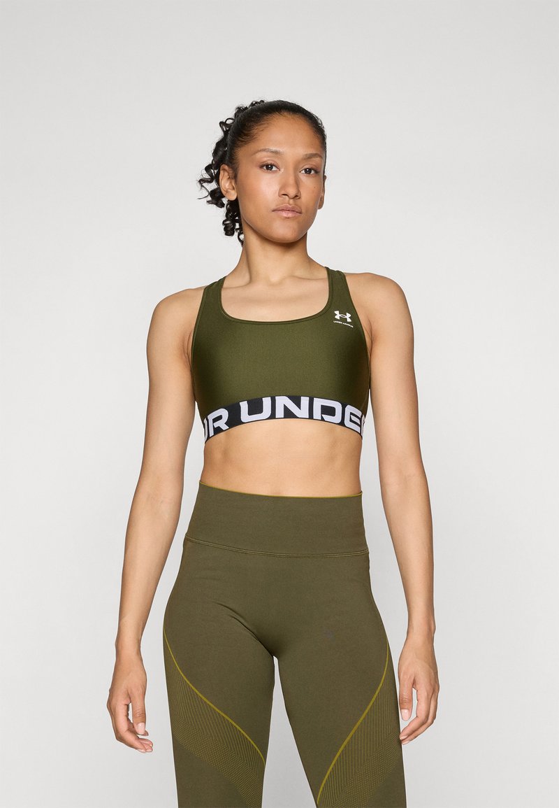 Under Armour HeatGear Mid Branded - Sujetadores deportivos con sujeción media - expedition green/white
