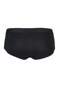 Schwarzer Baumwoll-Slip mit glatter Textur und einem breiten elastischen Bund mit eingeprägtem "JOOP!"-Logo.