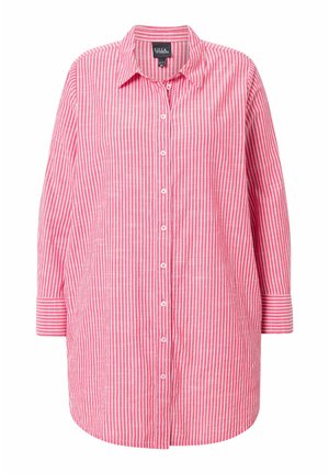 Rot-weiß gestreiftes Langarmshirt mit Knopfleiste und Kragen. Aus leichtem Stoff, mit lockerem Schnitt.