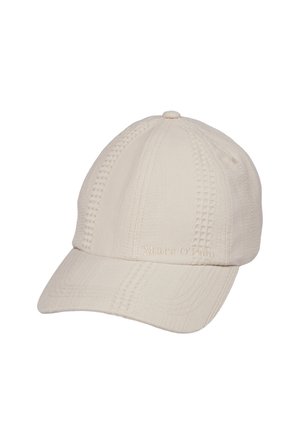 Beige textured baseball cap with stitched panel design and small embroidered "Marc O'Polo" logo on the front left side.