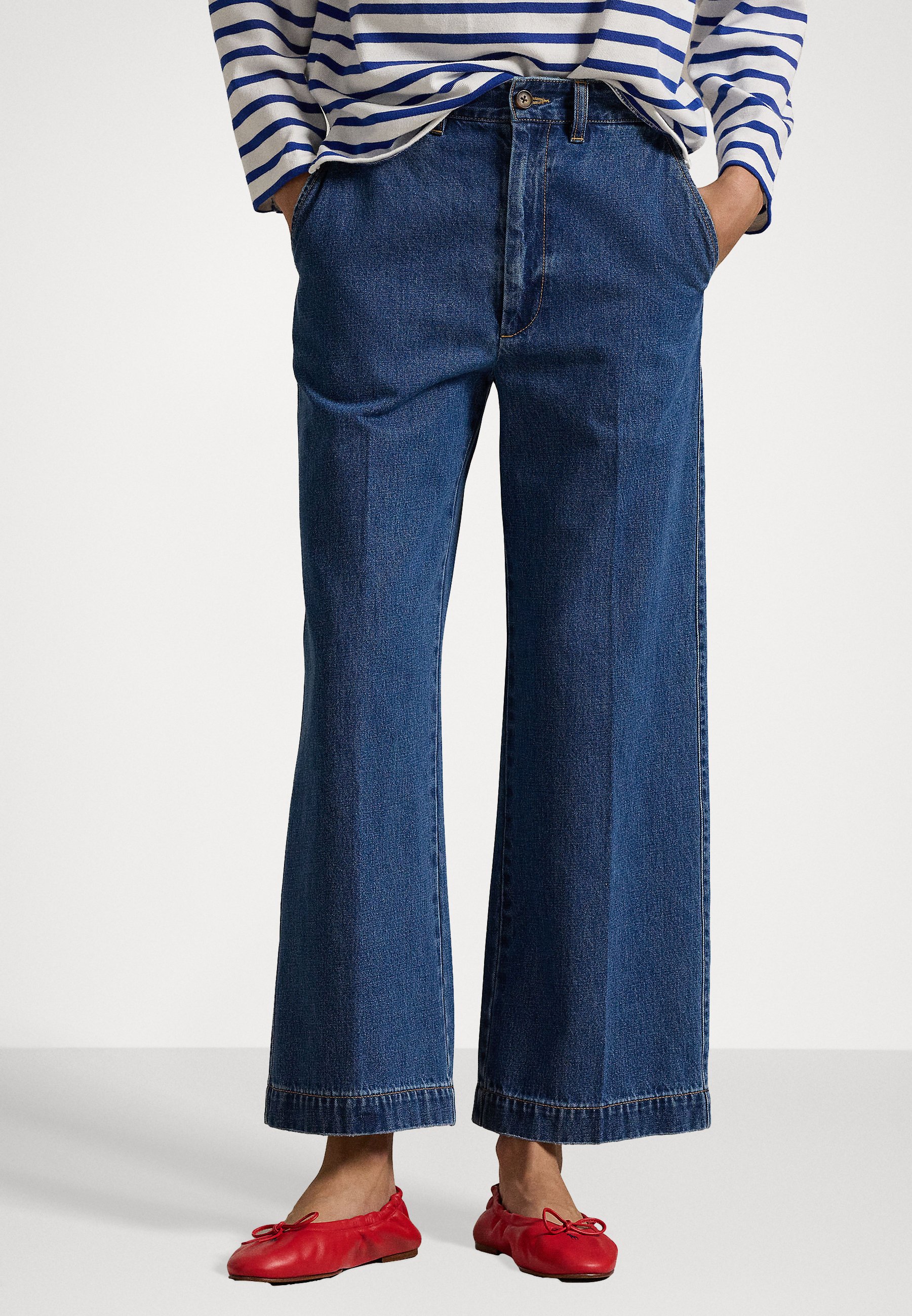 Polo Ralph Lauren CROPPED WIDE - Wide Leg - calera wash/blue