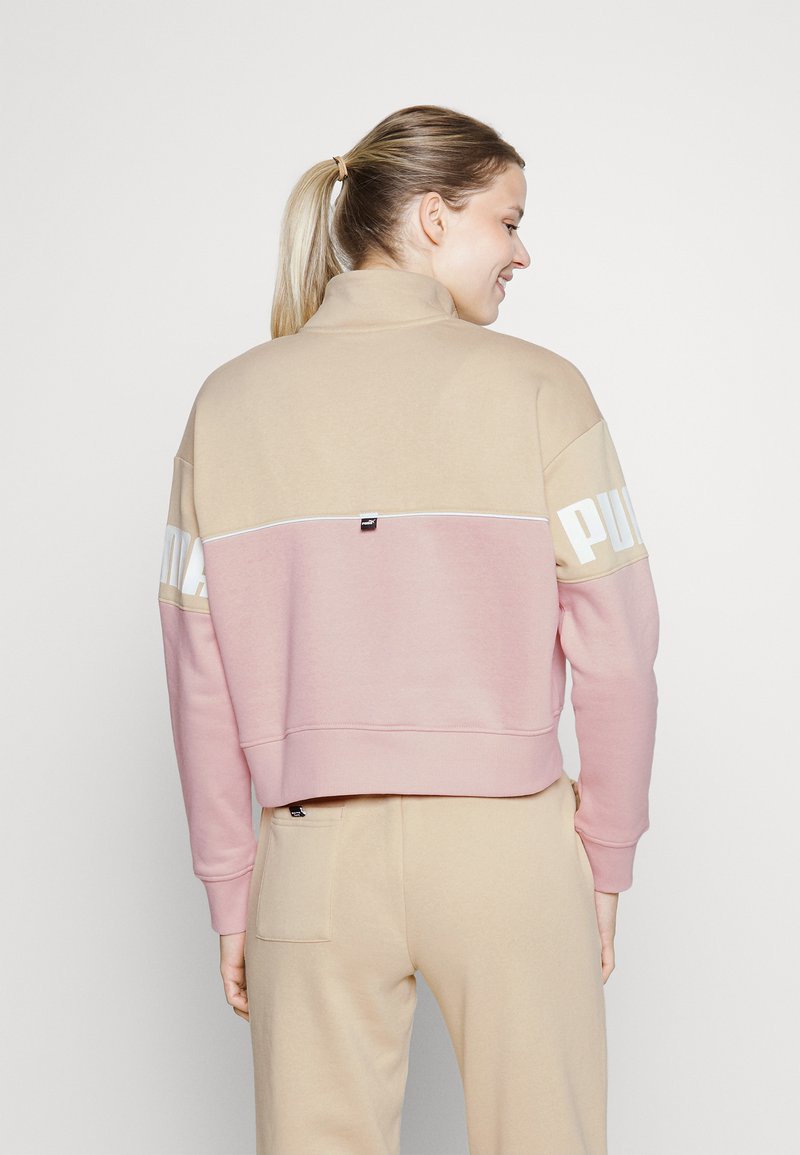 Puma POWER COLORBLOCK HALF PLACKET CREW - Sudadera - light sand/beige -