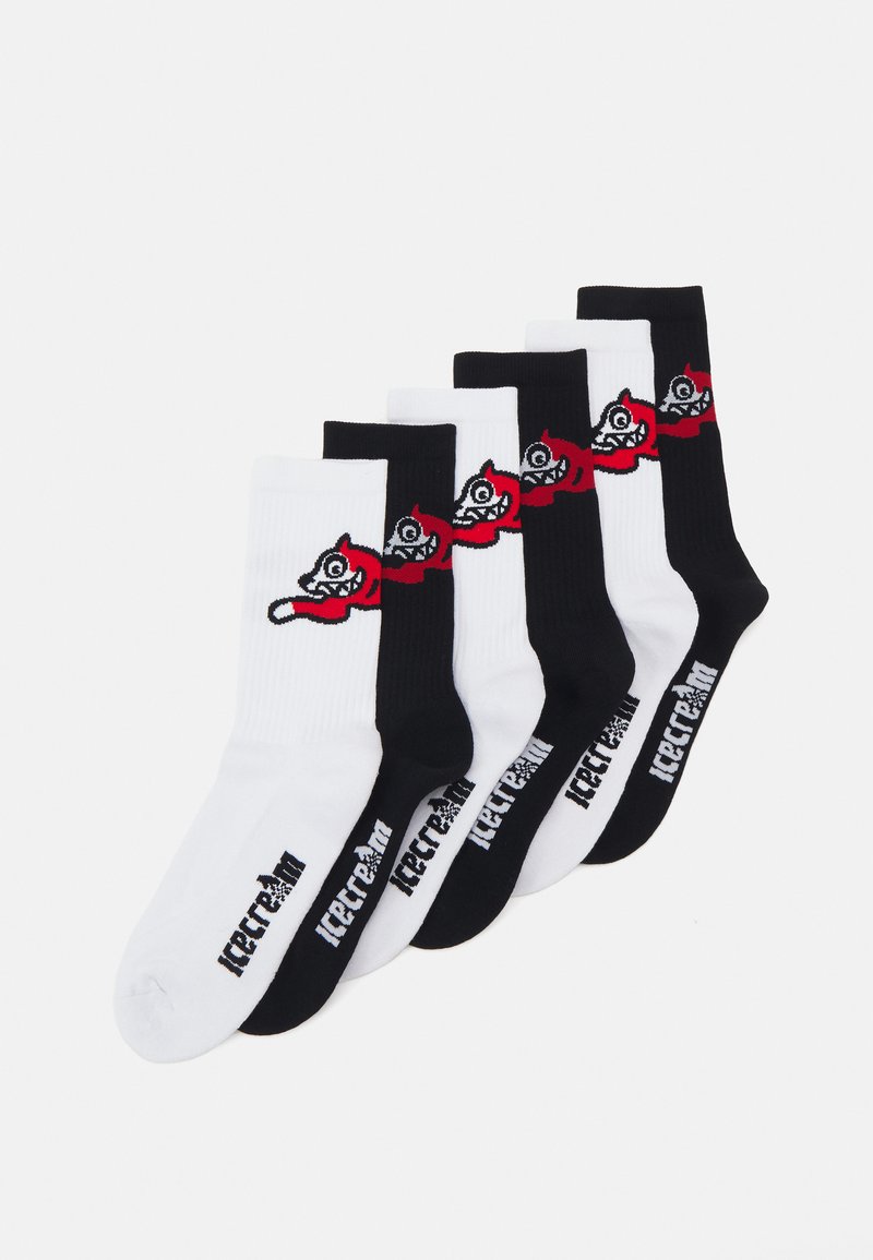 Icecream RUNNING DOG SOCKS 6PACK - Zoknik - black/white
