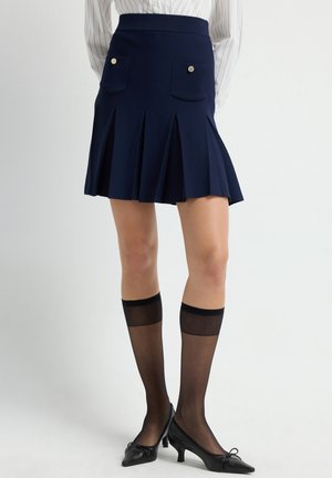 DETAILED - A-linjekjol - navy blue