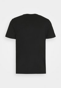 Zwarte kortekorts T-shirt gemaakt van katoen. Ronde halslijn, nette stiksels en een glad, onverwerkt oppervlak. Geen zichtbare logo's of patronen.