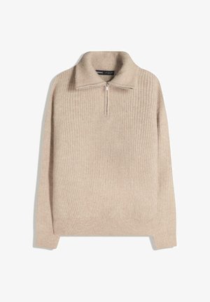Bershka ZIP NECK - Strickpullover - beige