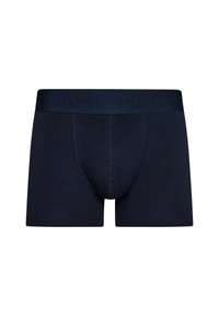 Boxer ajustados para hombre en azul marino, confeccionados con un tejido elástico, que cuentan con una cinturilla elástica de marca y un ajuste ceñido con una textura suave.