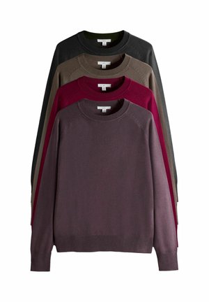 REGULAR FIT - 4 PACK CREW NECK - Svetrík - dark navy plum purple/taupe/brown