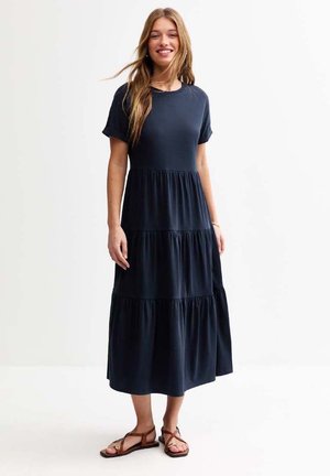 New Look TIERED SKIRT MIDI SMOCK - Vestito di maglina - navy