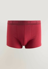 Red boxer briefs featuring a smooth cotton blend, a logoed elastic waistband, and contrasting stitching for added detail.