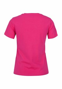 Short-sleeve t-shirt in bright pink cotton, featuring a crew neck and a plain back with no visible logos or patterns.