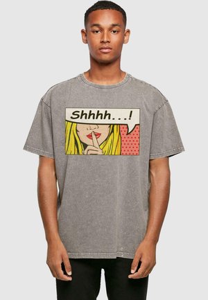 SILENT SIGN COMIC ACID WASHED - Print T-shirt - asphalt