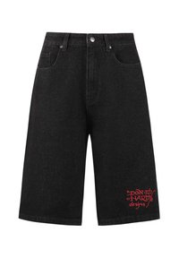 BATTLE-DRAGON DIAMANTE JORTS - Denim shorts - black