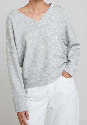 Striktrøje - mottled light grey