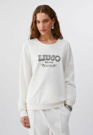 WITH BEJEWELLED DETAIL - Sweatshirt - white