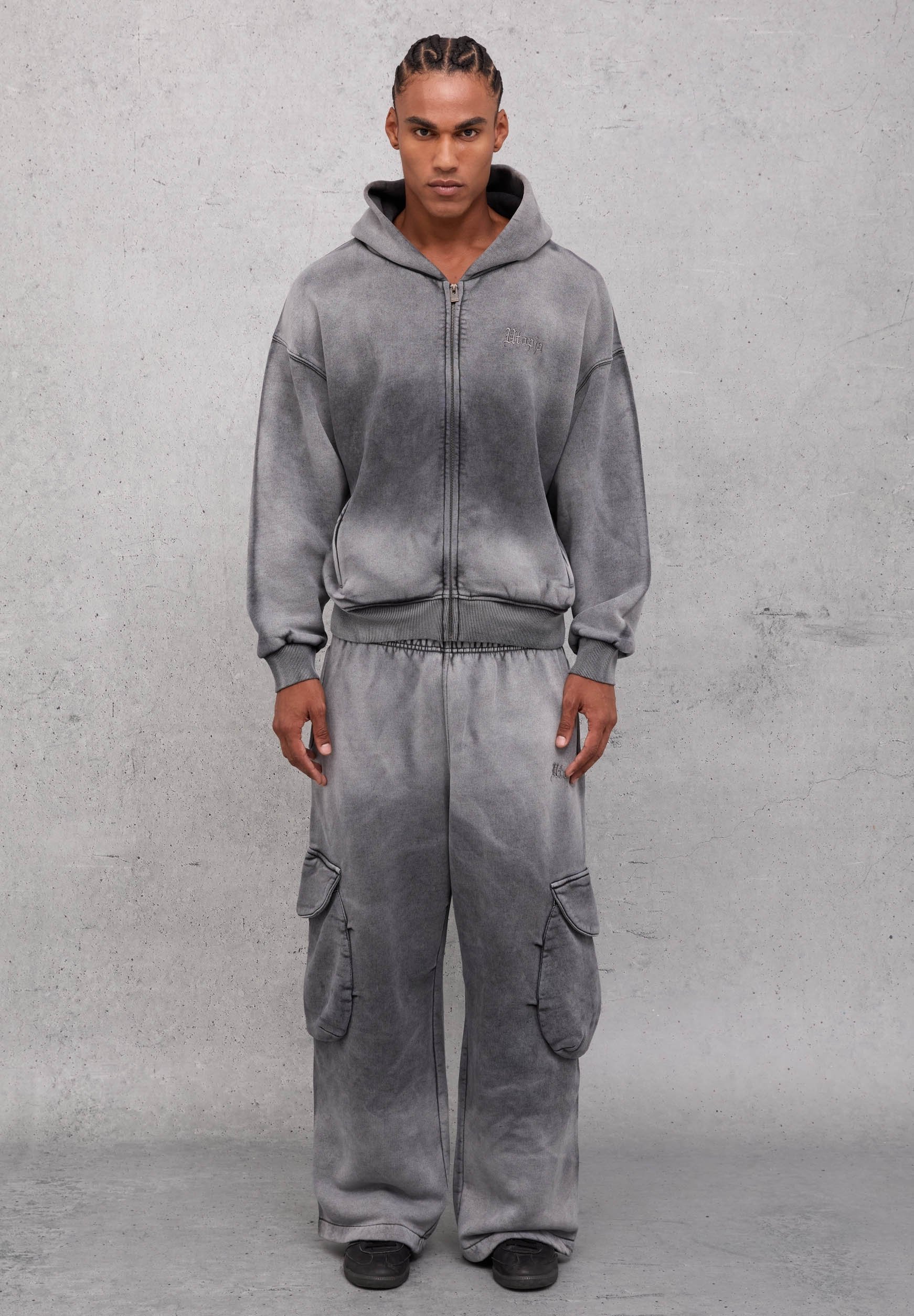 UTOPJA SUNFADED HOODIE - Zip-up sweatshirt - slate grey/grey - Zalando