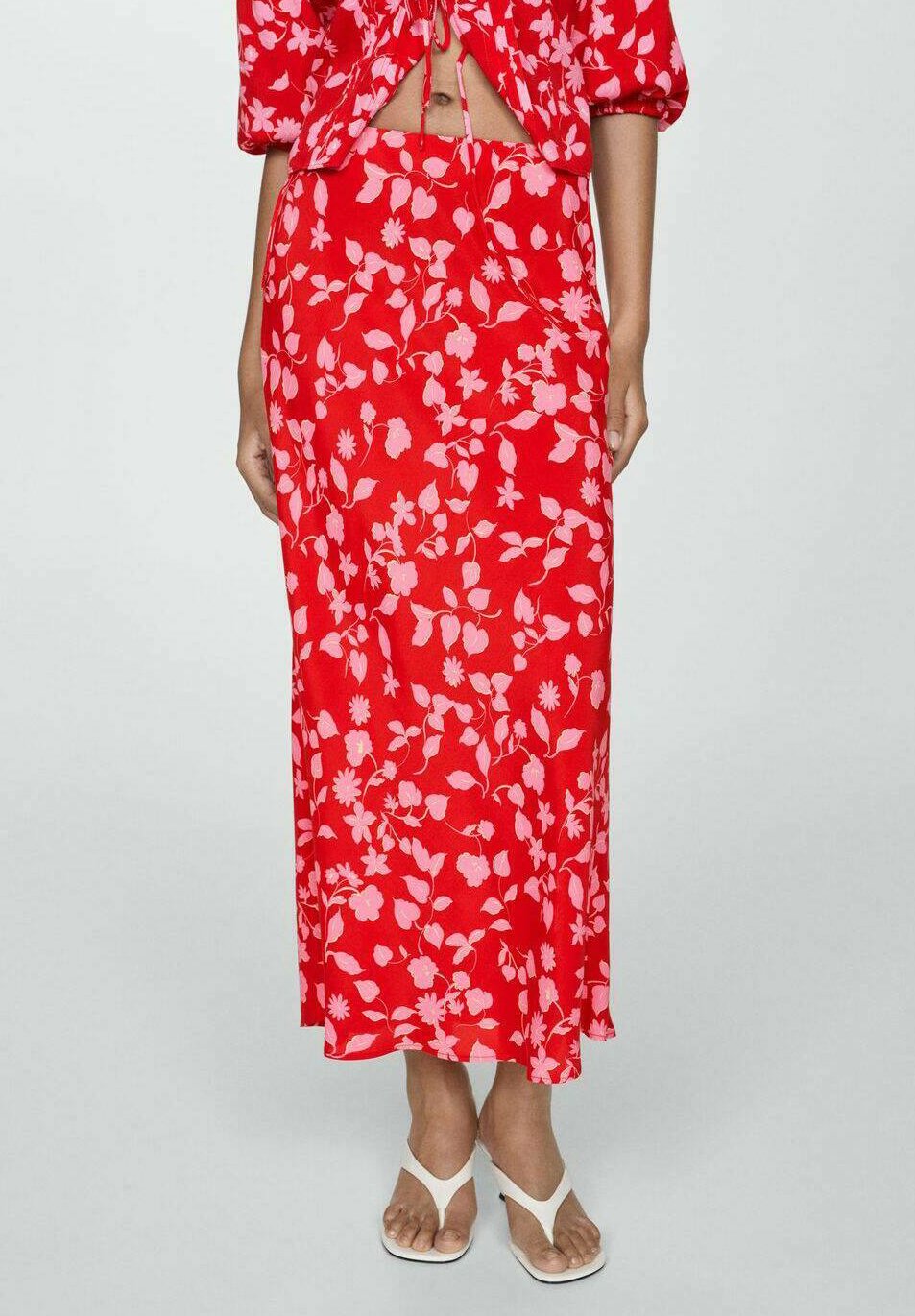 Jupe Longue Rouge Mango – Taille M – 100% Coton – Neuve Avec étiquettes