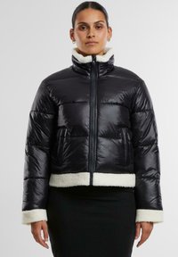 Urban Classics SHINY PUFFER - Veste d'hiver - black whitesand