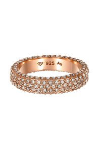 Rose gold ring med flere små klare krystaller, mærket med "925 Ag" indeni.