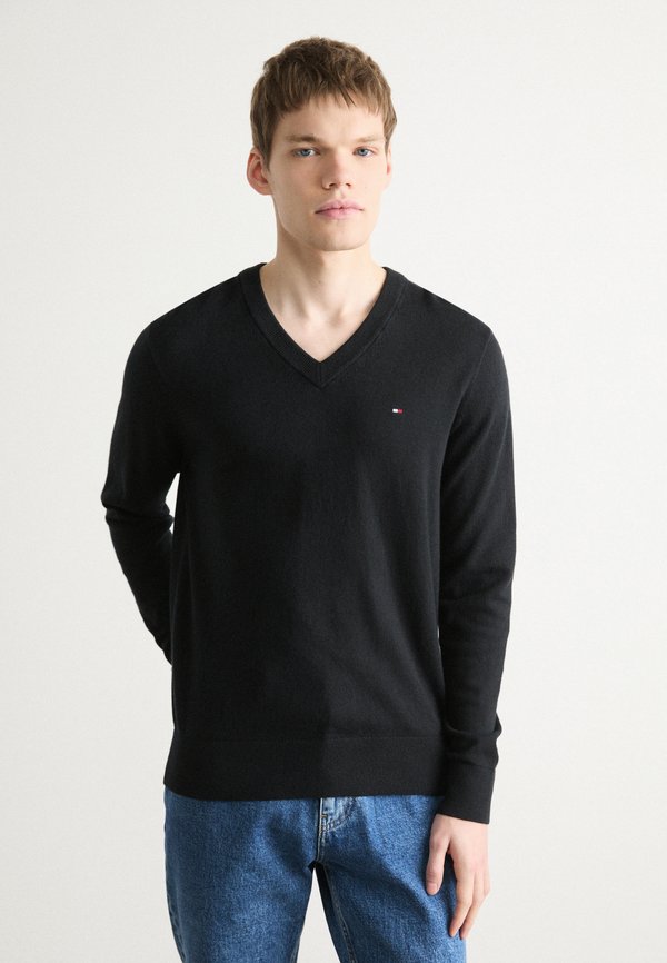 PIMA V NECK - Jumper - schwarz