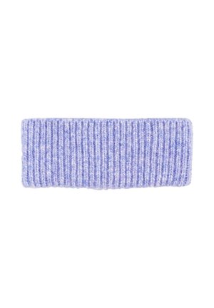 Lila gerippte Strickkopfband mit einer weichen Textur, featuring eine einfarbige Gestaltung und ein durchgehendes horizontales Streifenmuster.