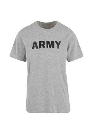 Grå bomulds t-shirt med korte ærmer, med fed sort "ARMY" tekst centralt på forsiden. Klassisk rund halsudskæring og afslappet pasform.