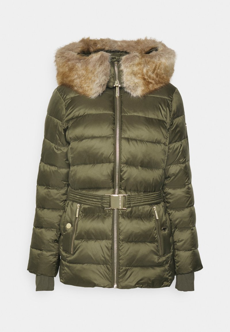 MICHAEL Michael Kors BELTED HORIZONTAL QUILTED PUFFER COAT WITH SNAP OFF -  Winter jacket - khaki 