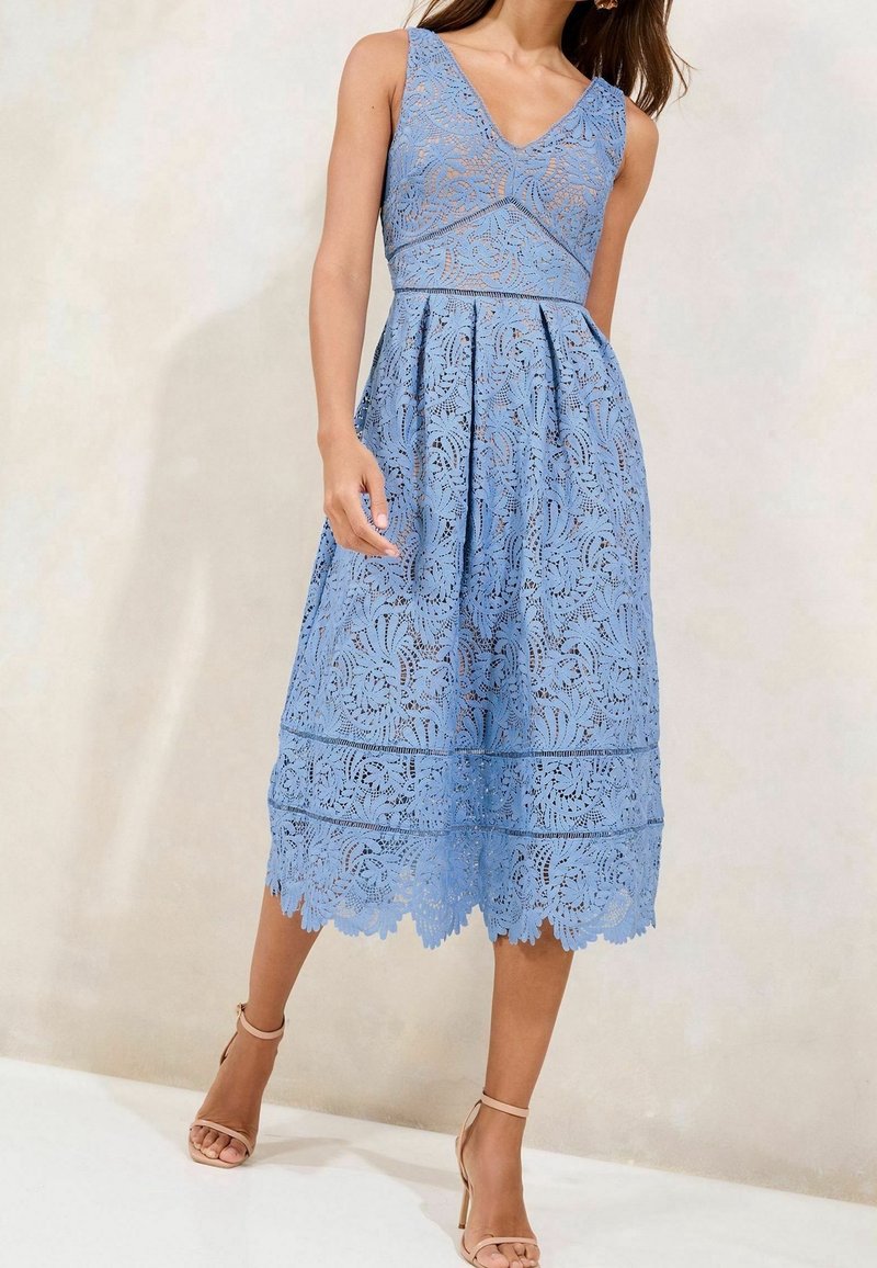 Robe Bleue Lipsy Avec Décolleté Perlé - Taille 10, Mini, Doublée, Neuve étiquetée