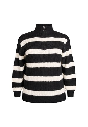 Strickpullover - black white stripe