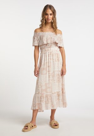 MIT ETHNO PRINT - Robe de jour - beige weiss