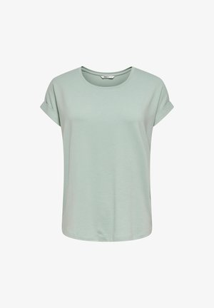 Light green short-sleeve t-shirt with rolled cuffs and a round neckline, displayed on a plain white background.