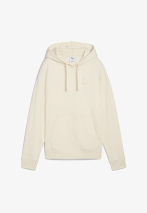 Bluza z kapturem w kolorze kremowym, z przednią kieszenią, sznurkiem w kapturze, ściągaczami i małym logo Puma na piersi.