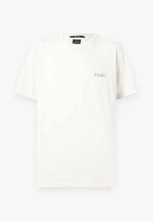 Λευκό κοντομάνικο T-shirt με στρογγυλή λαιμόκοψη και μικρό γκρι λογότυπο «ksubi» στο αριστερό στήθος.
