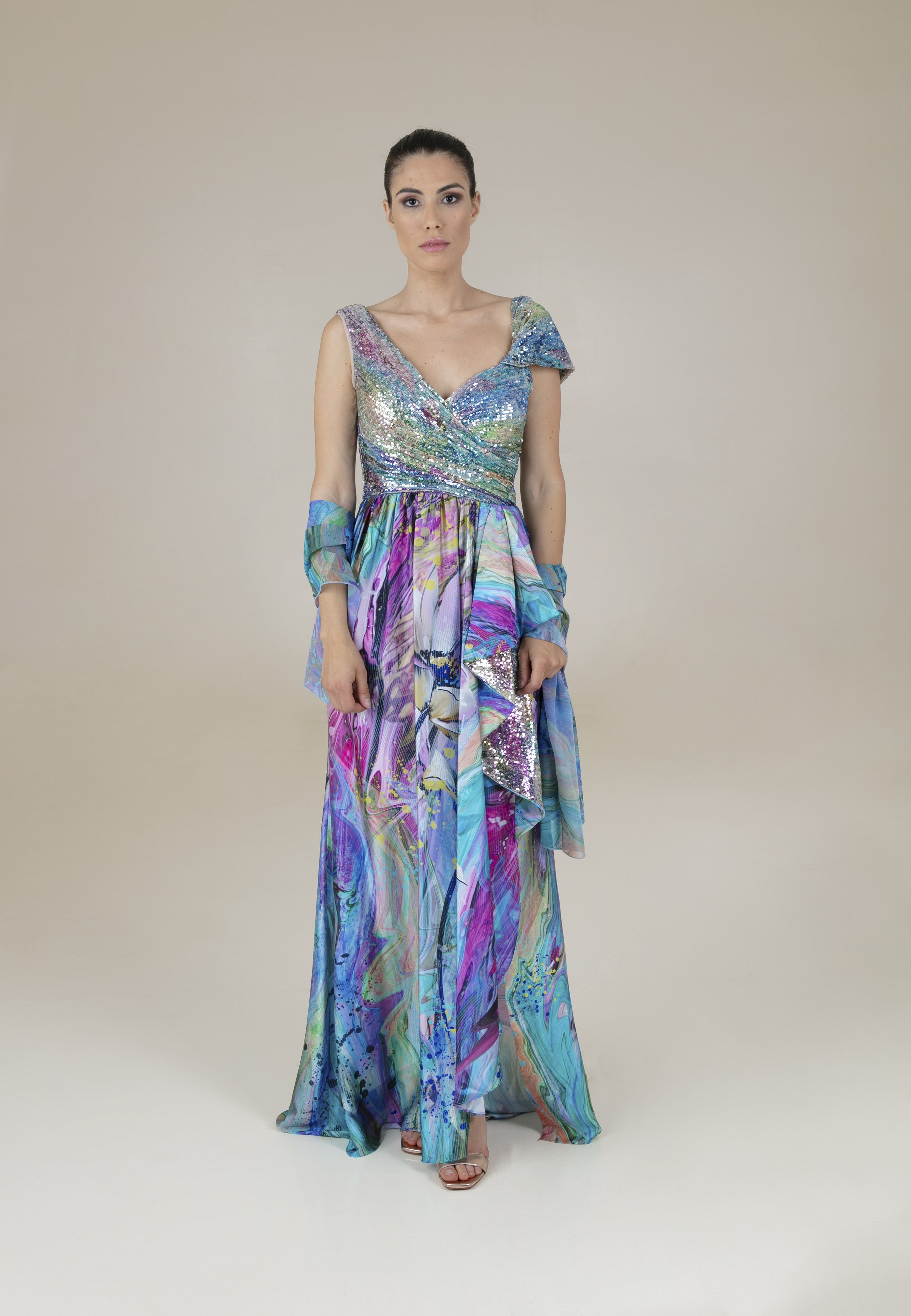 robe longue multicolore