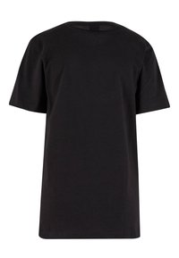 Sort kortærmet t-shirt lavet af bomuld, med rund halsudskæring og afslappet pasform. Glat tekstur og enkelt design uden udsmykninger.