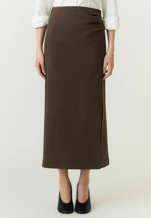 YAS, MAXI SKIRT YASPINA HW - Maxinederdele - chocolate brown