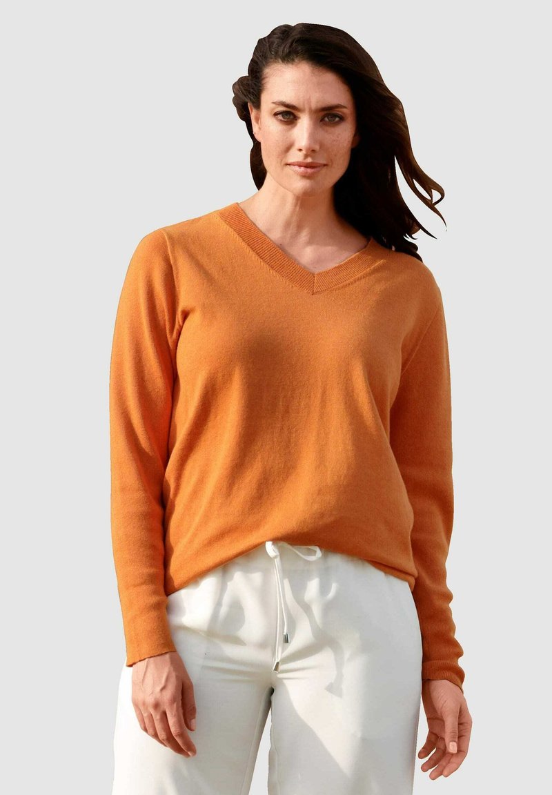 Damen Strickjacken | Delmod pure Strickpullover terracotta/orange-meliert - CU38668 Damen Strickjacken | Delmod pure Strickpullover terracotta/orange-meliert - CU38668