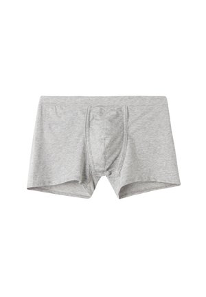 Gray boxer shorts made of soft, lightweight fabric with a comfortable waistband and a central pouch for support.