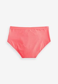 Koral højtaljet bikinibund lavet af glat, strækbart stof med et enkelt, sømløst design og elastisk talje.
