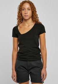 Urban Classics - ASYMMETRIC NECKLINE  - Lihtne T-särk - black Väikepilt 1