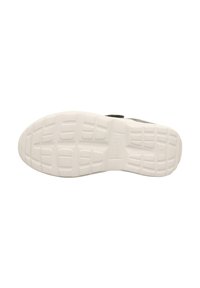 Schuhsohle mit einer strukturierten weißen Gummifläche, die ein Gittermuster und kreisförmige Akzente für besseren Halt aufweist; entworfen für Stabilität und Traktion.