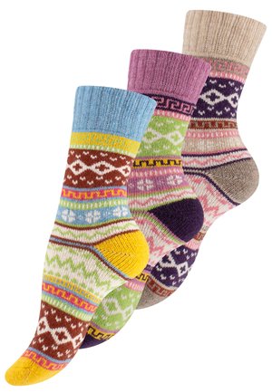 Vincent Creation 3 PAAR BUNTE NORWEGER HYGGE PACK - Calze - bunt