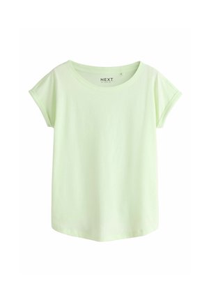 Jasnozielona koszulka z krótkim rękawem, z okrągłym dekoltem i zagiętymi krawędziami rękawów, marki NEXT.