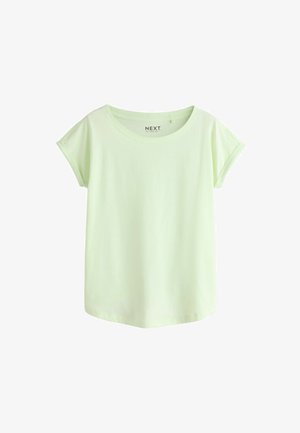 Lysegrøn T-shirt med korte ærmer, rund halsudskæring og foldede ærmekanter fra mærket NEXT.