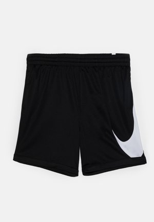 Șorturi atletice negre, fabricate dintr-un material ușor. Au un brâu elastic și un logo alb Nike pe partea stângă.