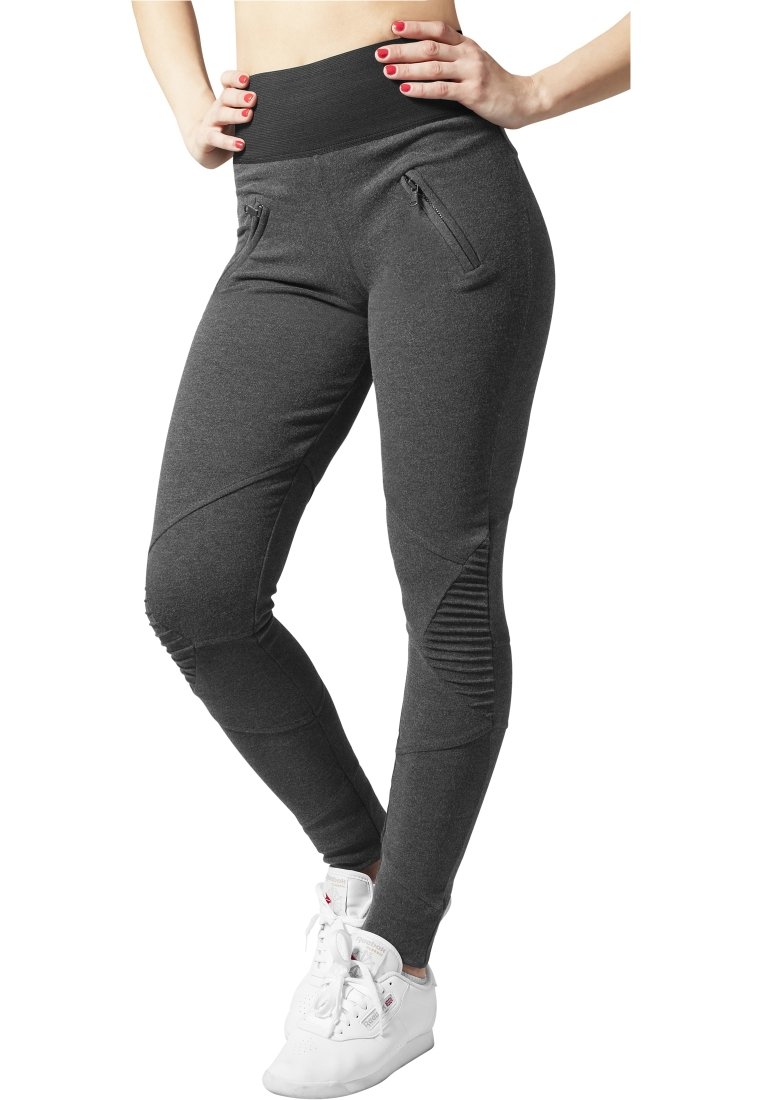 Urban Classics LADIES INTERLOCK HIGH WAIST LEGGINGS - Pajkice – hlače - charcoal/black