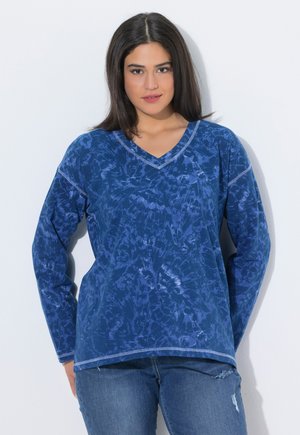 Ulla Popken SCHMETTERLINGE V-AUSSCHNITT LANGARM - Sweatshirt - ink blue