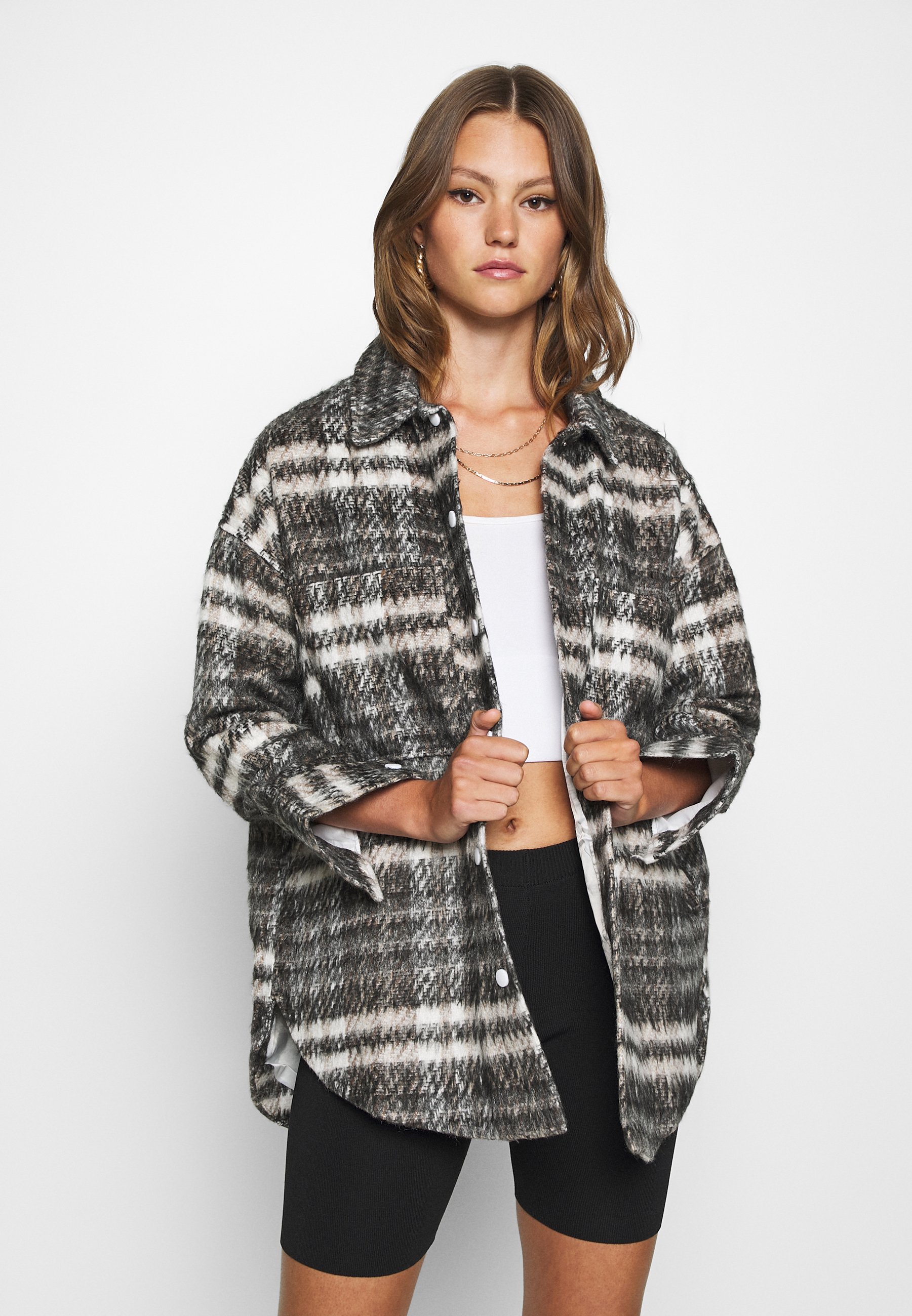 Plaid Missguided Brown Shacket Checked Shacket Missguided