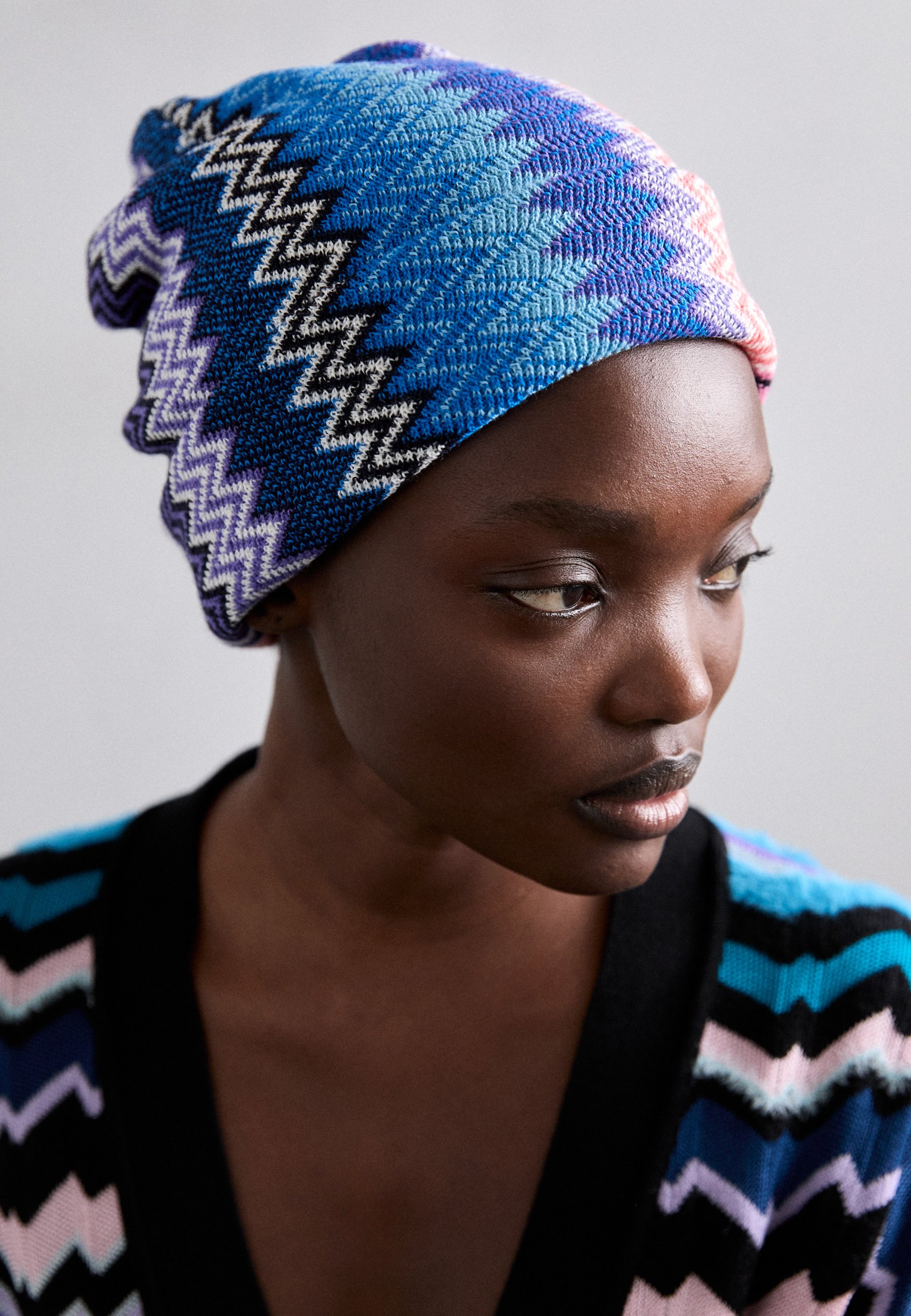 Authentic MISSONI runway cashmere multicolor knit dress beanie hat with pompon FINAL SALE Missoni Women main image 3