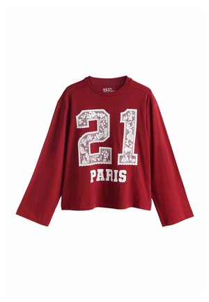 REGULAR FIT - PARIS LACE NUMBER GRAPHIC CREW NECK LONG SLEEVE  - Ilgarankovis viršutinės dalies drabužis - berry red